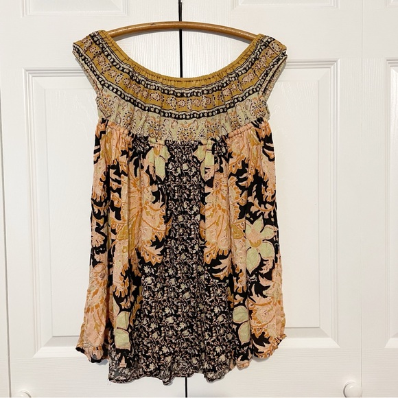 Free People Off-Shoulder Floral Mini Dress - Yellow, Pink, Black - Picture 9 of 10